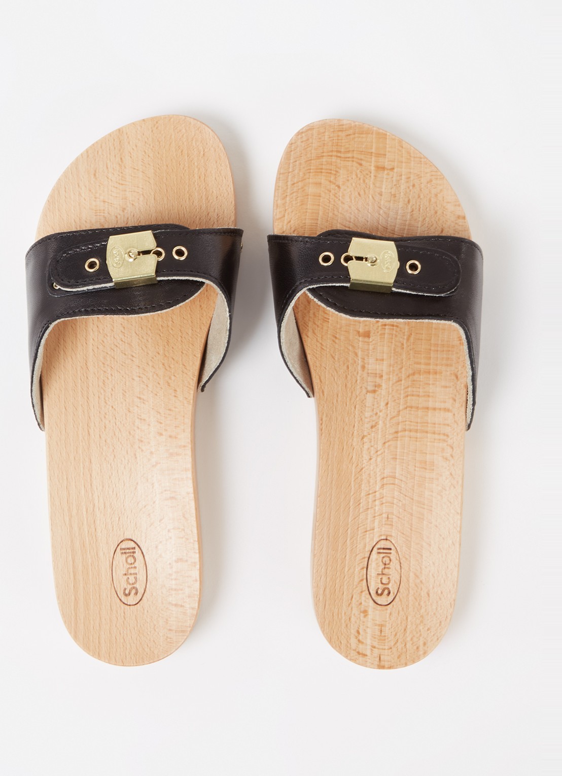 Scholl Persura slipper van leer - detail 4 zwart