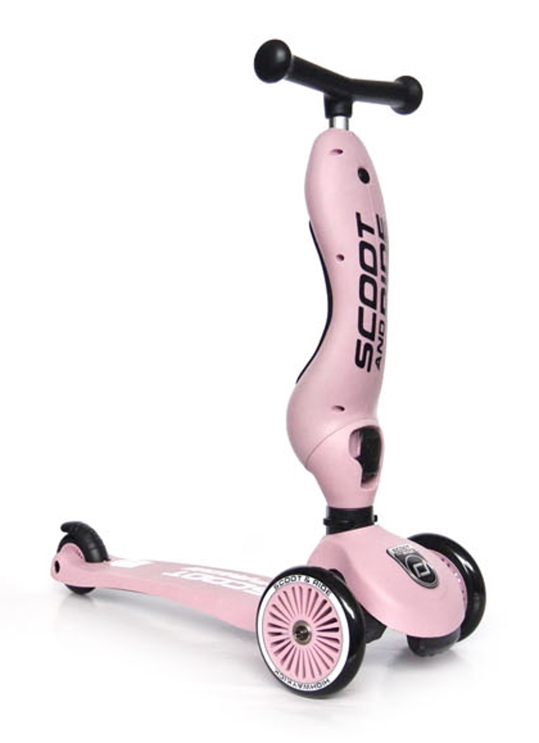 Scoot&Ride Highwaykick 1 loopfiets en step - voorkant 2 roze