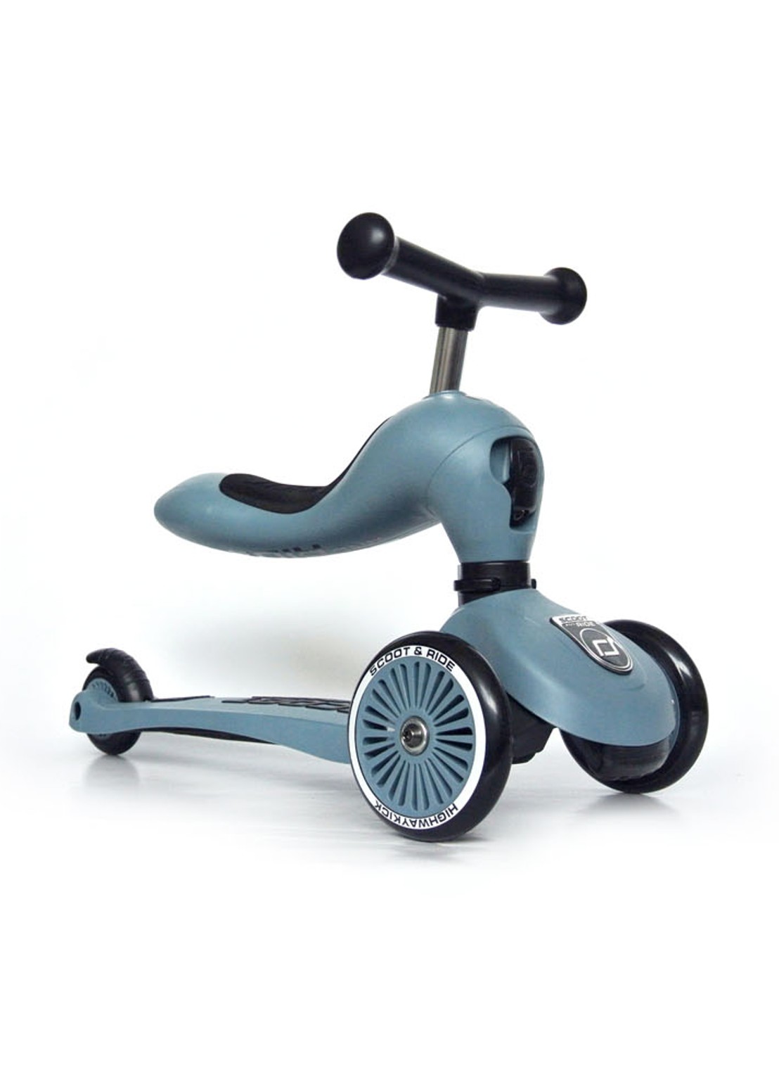 Scoot&Ride Highwaykick 1 loopfiets en step - voorkant blauw
