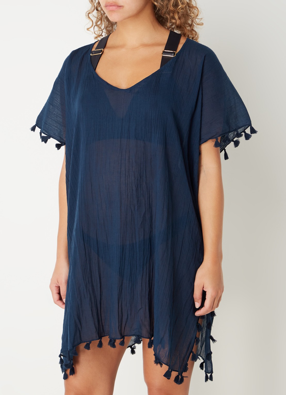 Seafolly Amnesia kaftan van katoen - detail 3 indigo