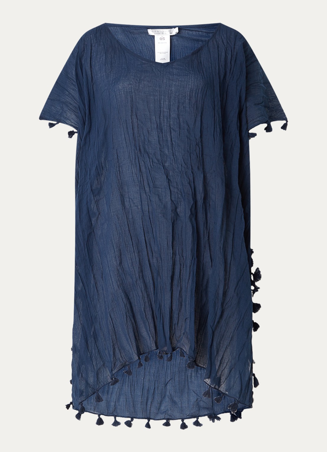 Seafolly Amnesia kaftan van katoen - voorkant indigo