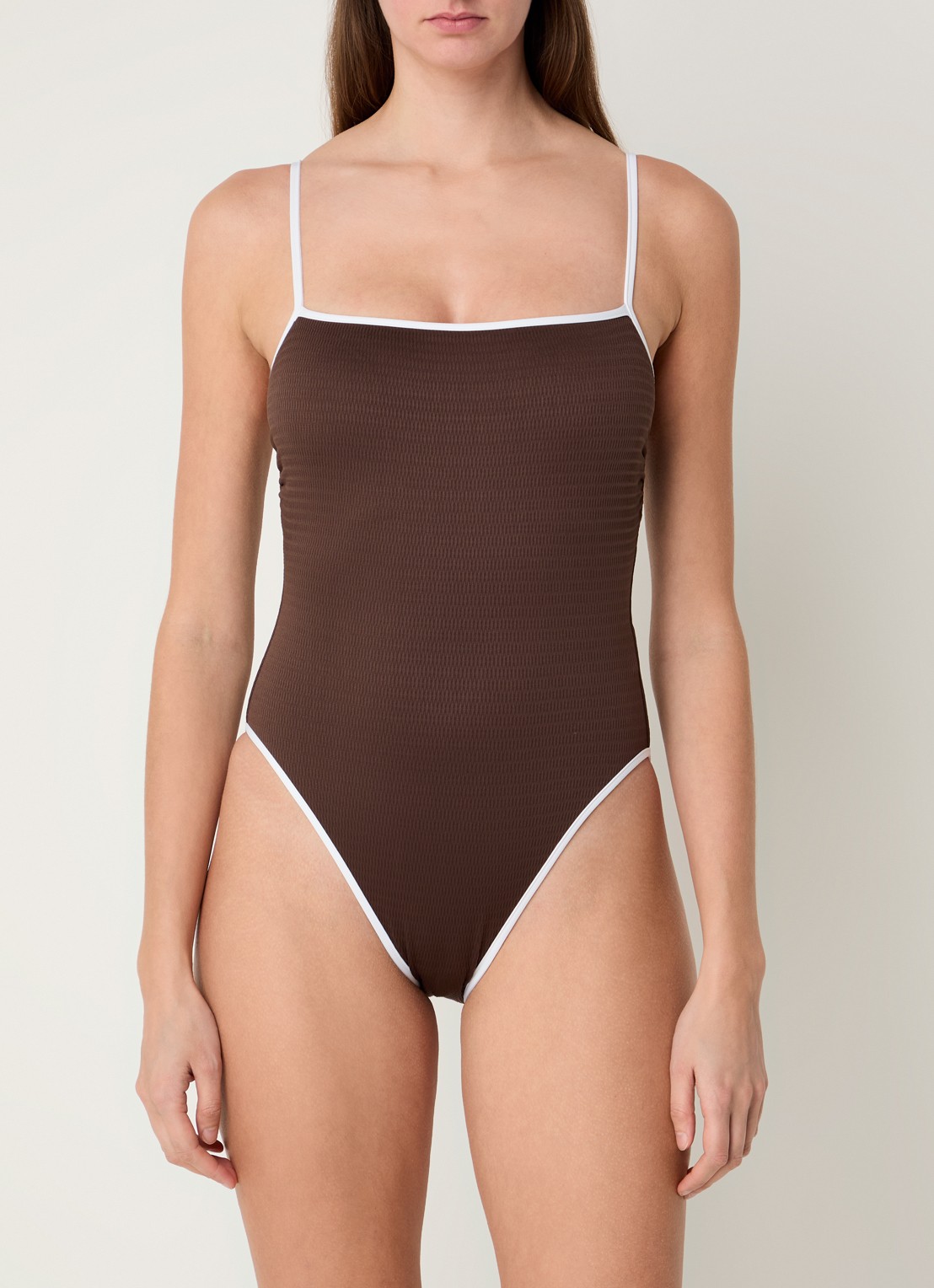 Seafolly Badpak met uitneembare vulling - voorkant 2 chocoladebruin