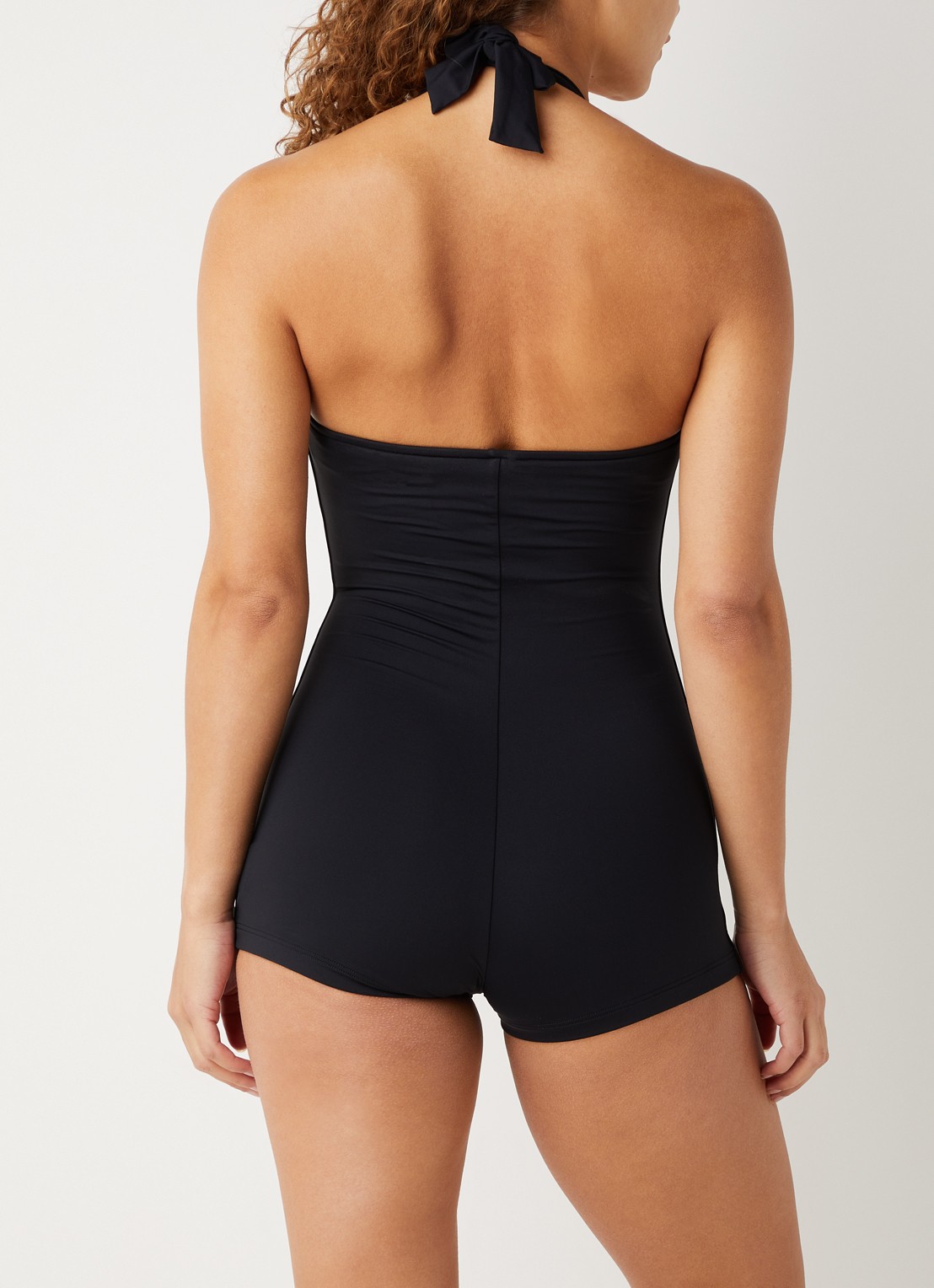 Seafolly Boyleg voorgevormd badpak met plooidetail - achterkant zwart