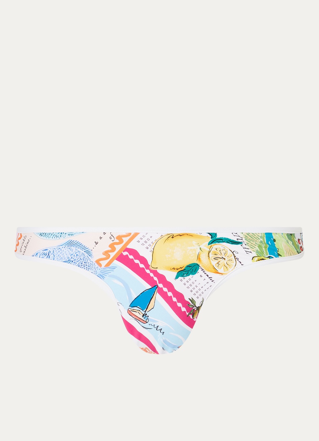 Seafolly Brazilian bikinislip met print - voorkant wit