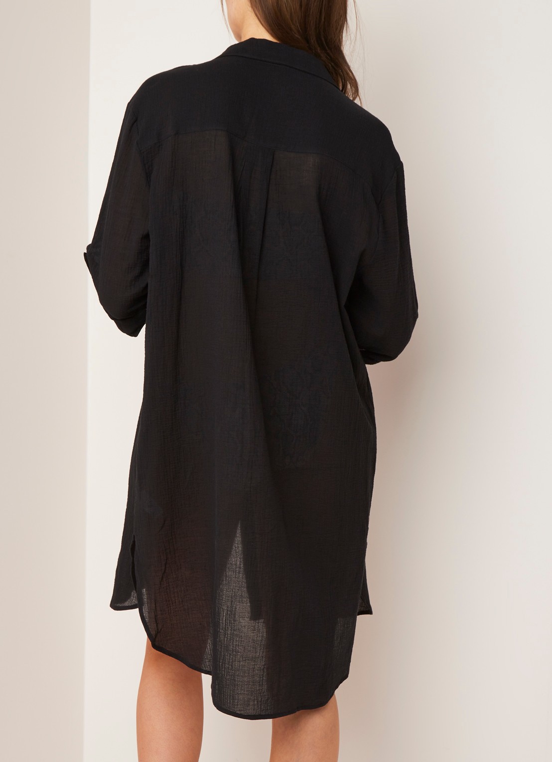 Seafolly Crinkle strandtuniek met verstelbare mouw - achterkant 2 zwart