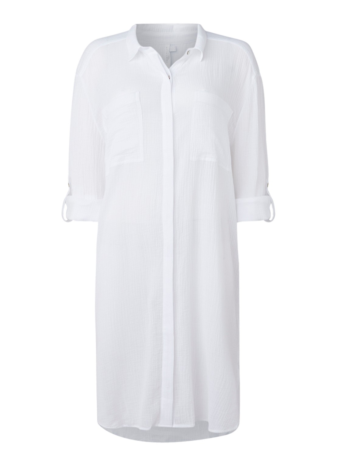 Seafolly Crinkle strandtuniek met verstelbare mouw - voorkant 2 wit