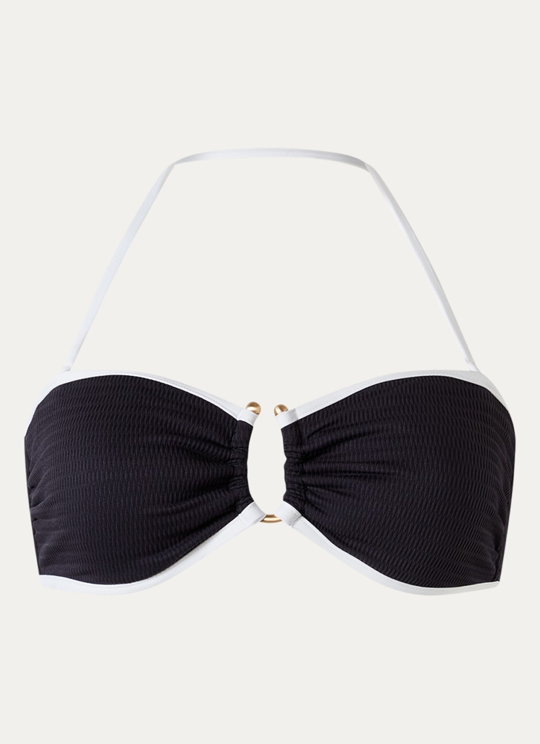 Seafolly Halter bikinitop met ribstructuur - voorkant 4 zwart
