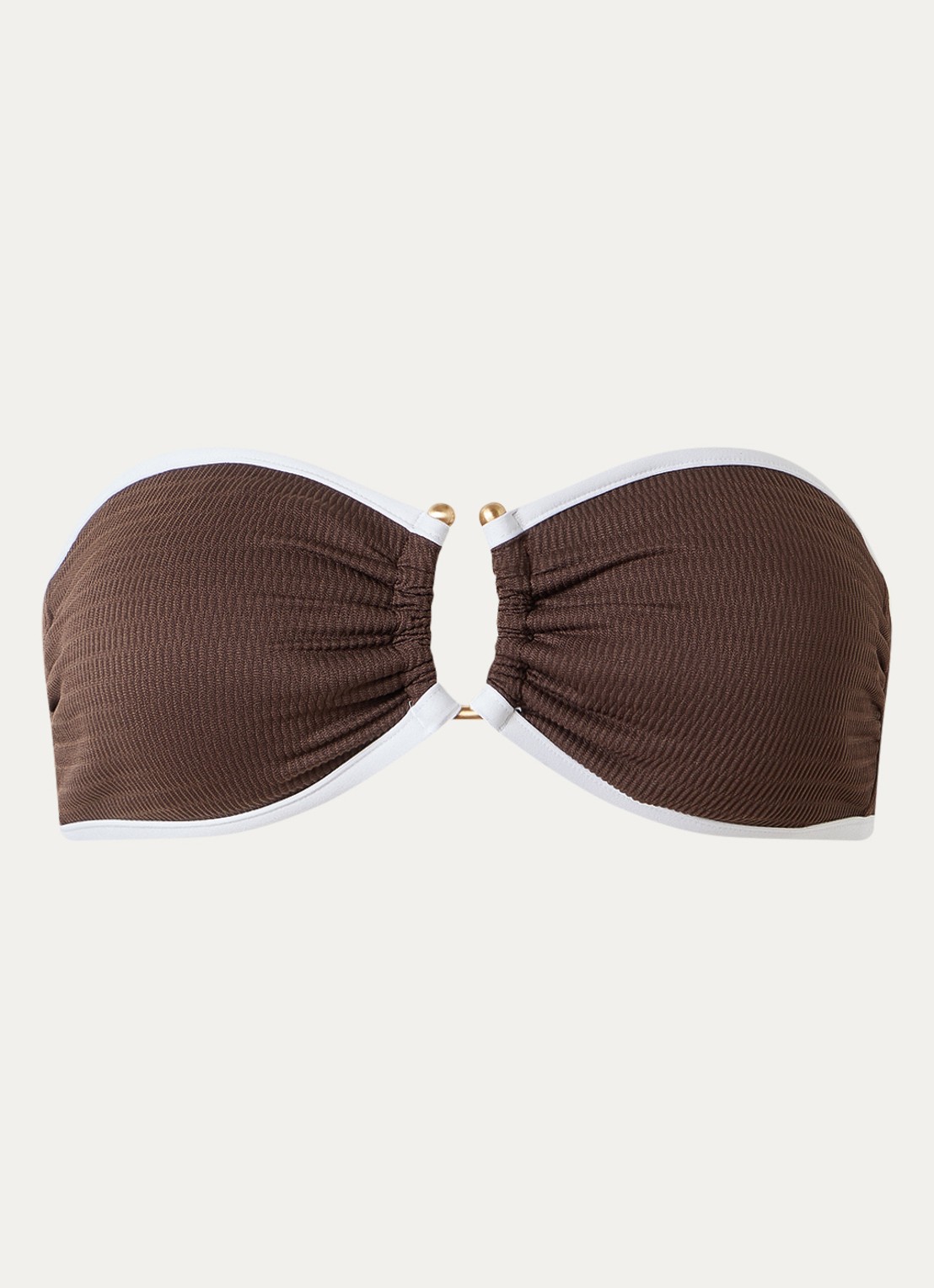 Seafolly Halter bikinitop met ribstructuur - voorkant bruin