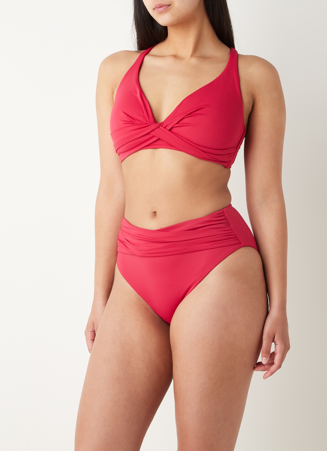 Seafolly High waisted bikinislip met plooidetail - voorkant 4 steenrood