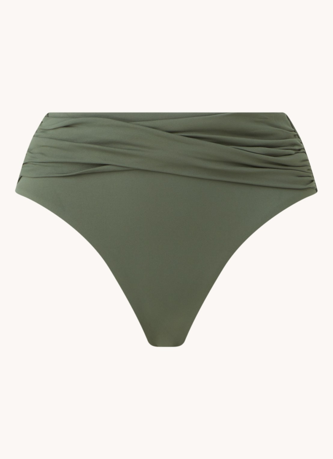 Seafolly High waisted bikinislip met plooidetail - voorkant 2 legergroen