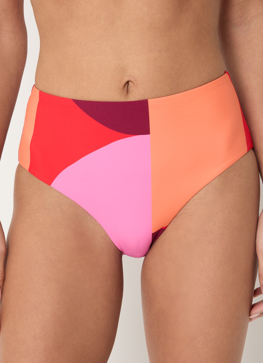 Seafolly High waisted bikinislip met print - detail 2 koraalroze