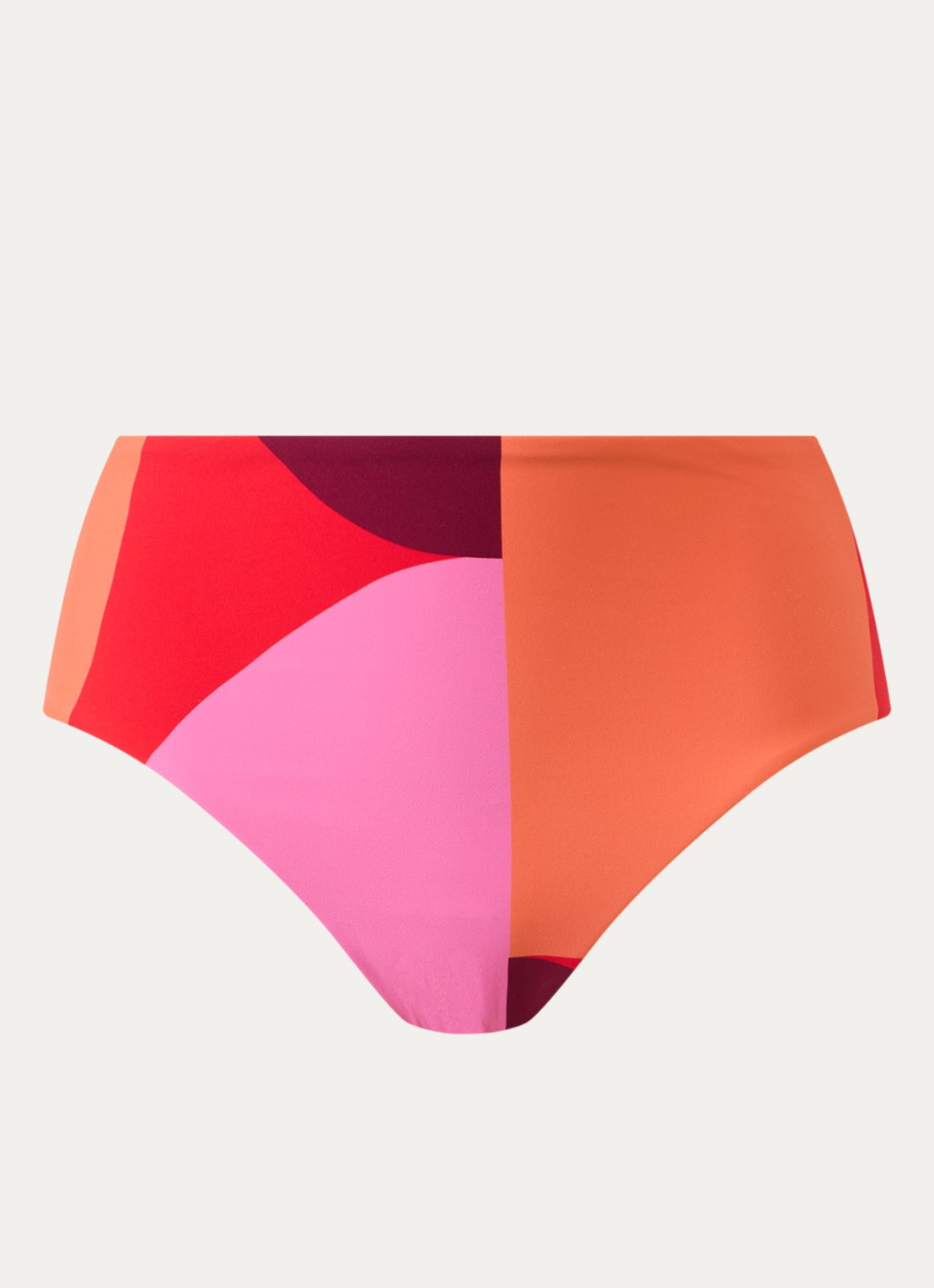 Seafolly High waisted bikinislip met print - voorkant 4 koraalroze