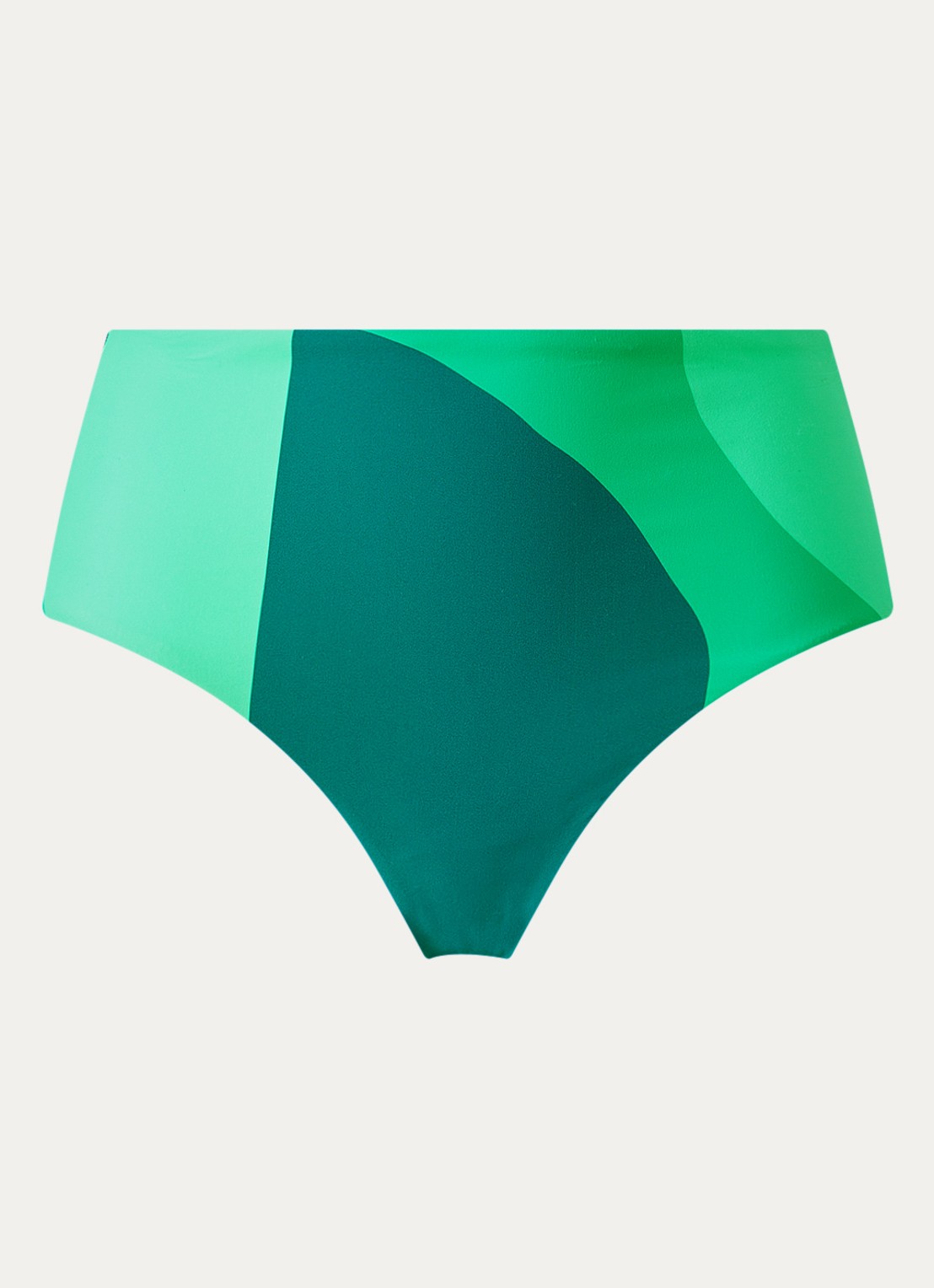 Seafolly High waisted bikinislip met print - voorkant zeegroen