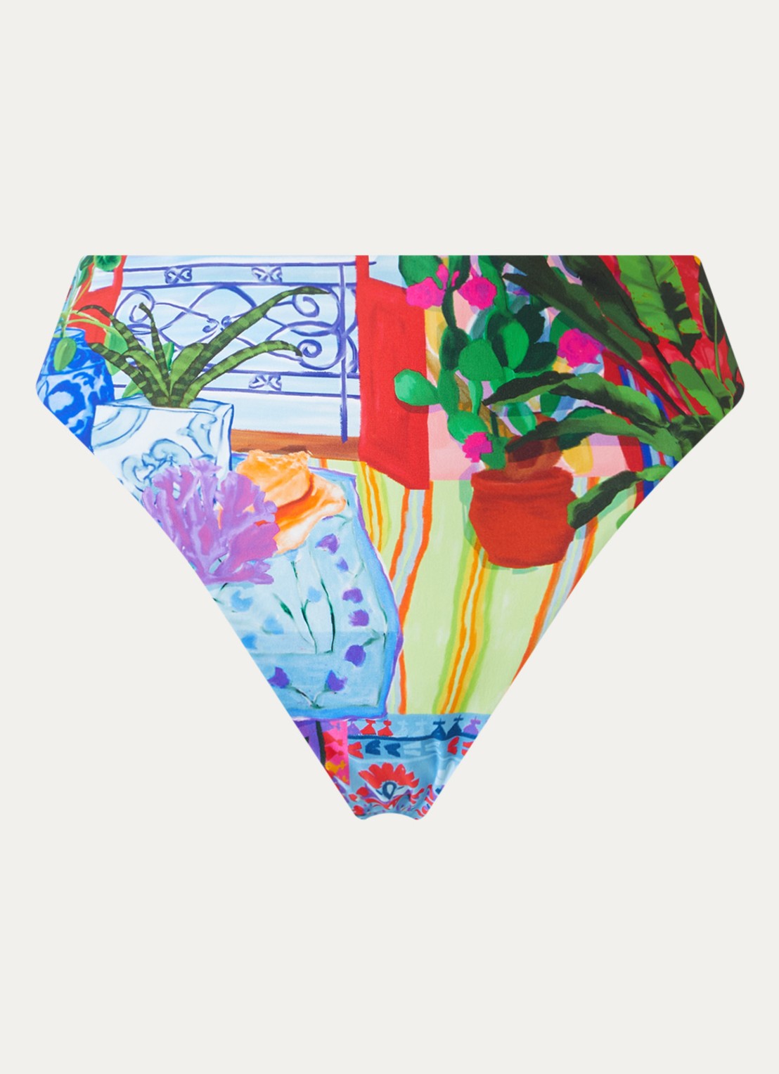 Seafolly La Boca high waisted bikinislip met print - voorkant 3 blauw