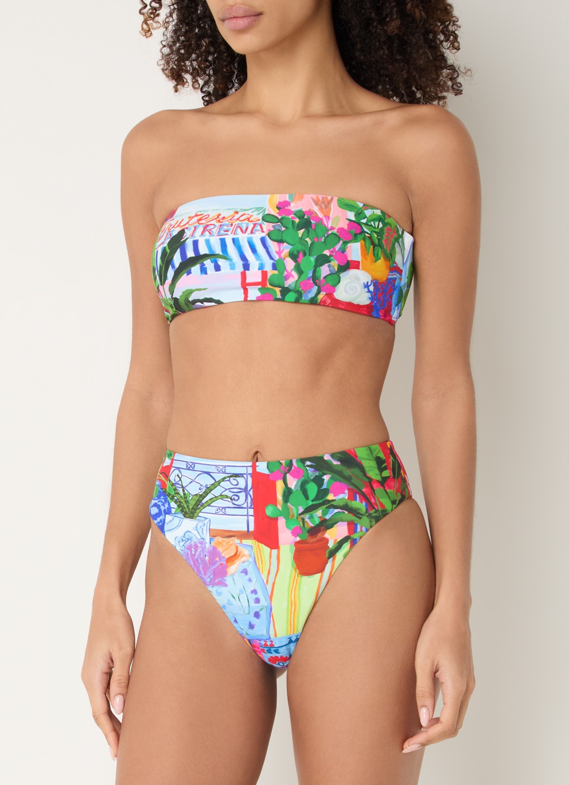 Seafolly La Boca high waisted bikinislip met print - voorkant 4 blauw