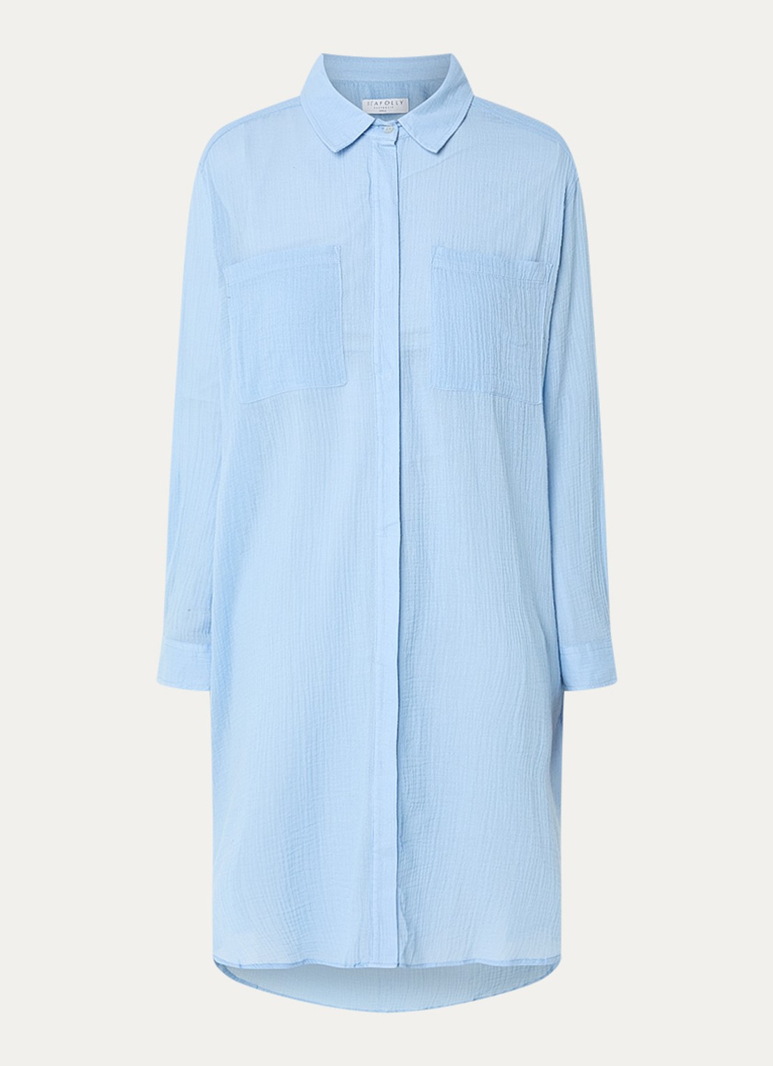 Seafolly Mini blousejurk met borstzakken - voorkant 2 lichtblauw