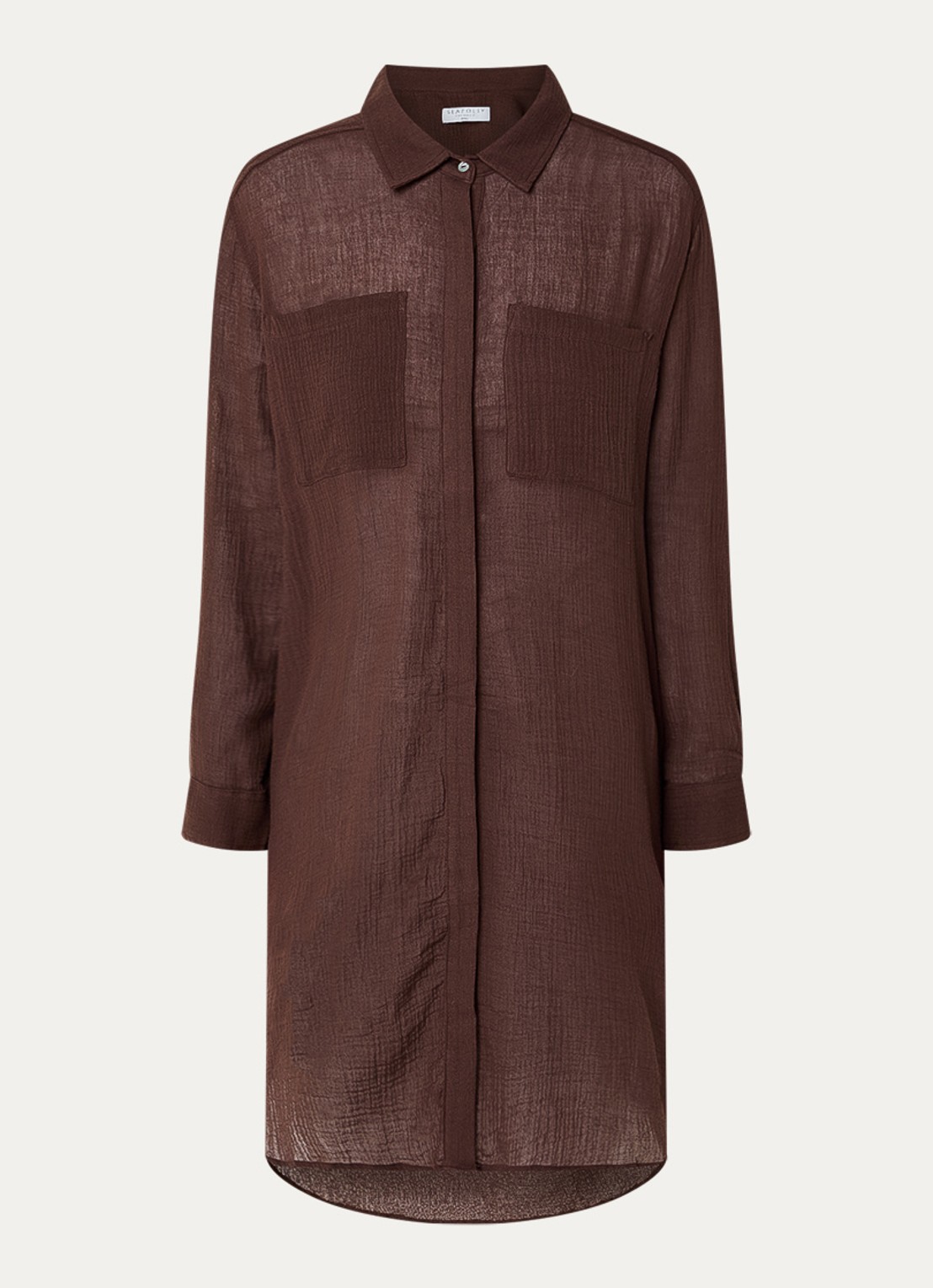 Seafolly Mini blousejurk met borstzakken - voorkant 3 hazelnootbruin