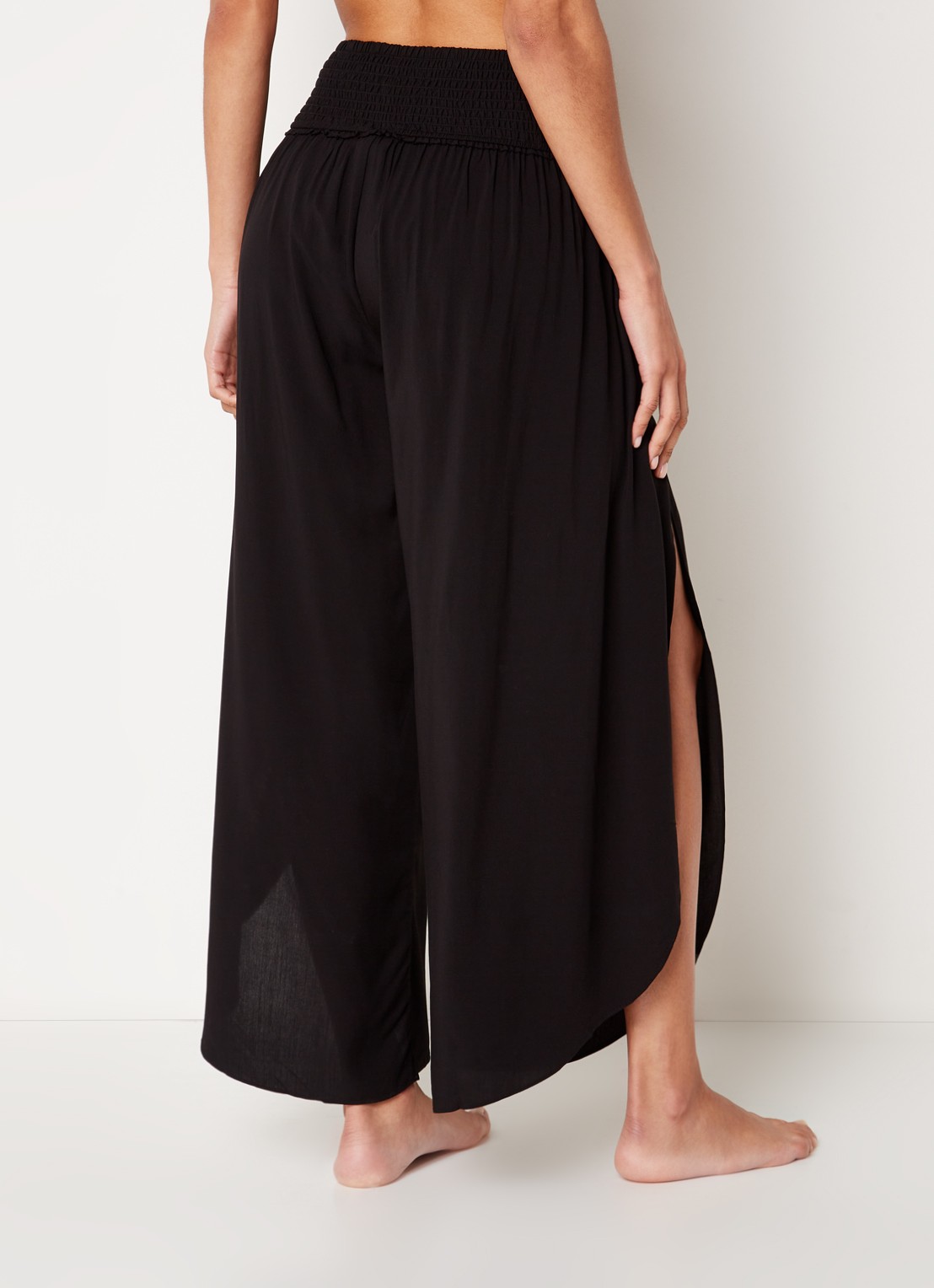 Seafolly Palazzo strandbroek met smockwerk - achterkant 4 zwart