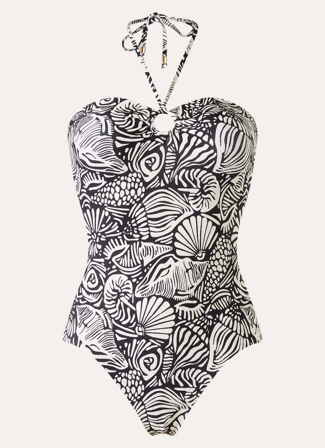 Seafolly Palermo voorgevormd bandeau badpak met uitneembare vulling - voorkant 5 zwart