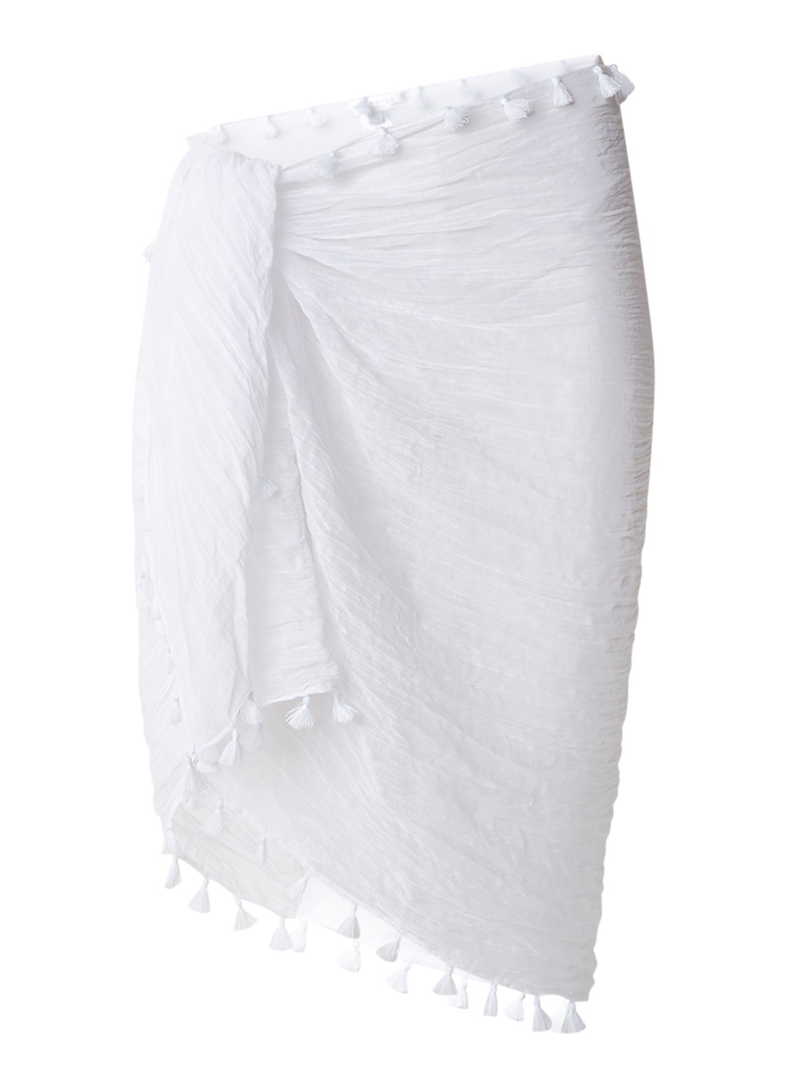Seafolly Pareo wikkelrok met franjes - voorkant wit