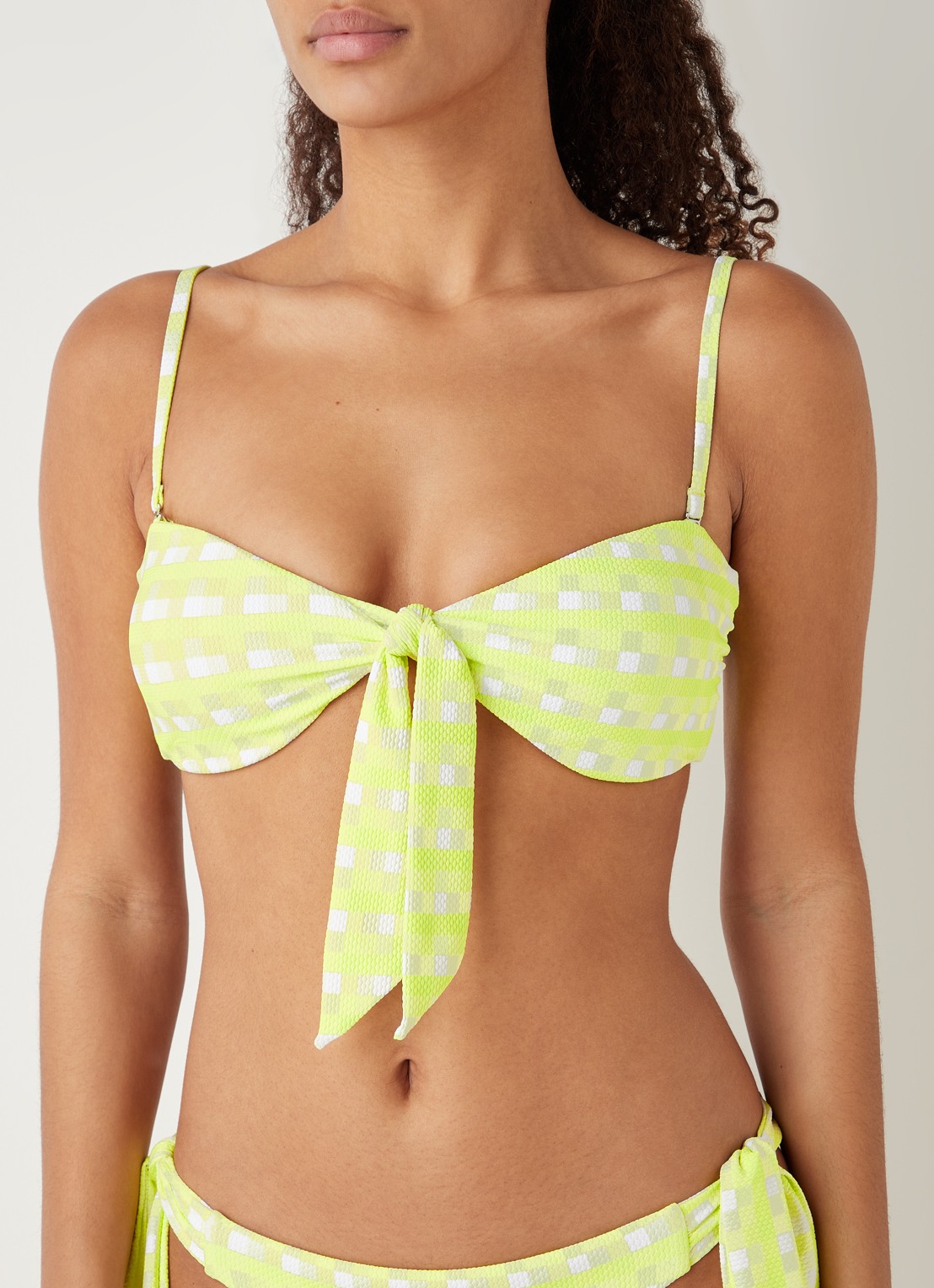 Seafolly Portofino bandeau bikinitop met uitneembare vulling - detail citroengeel
