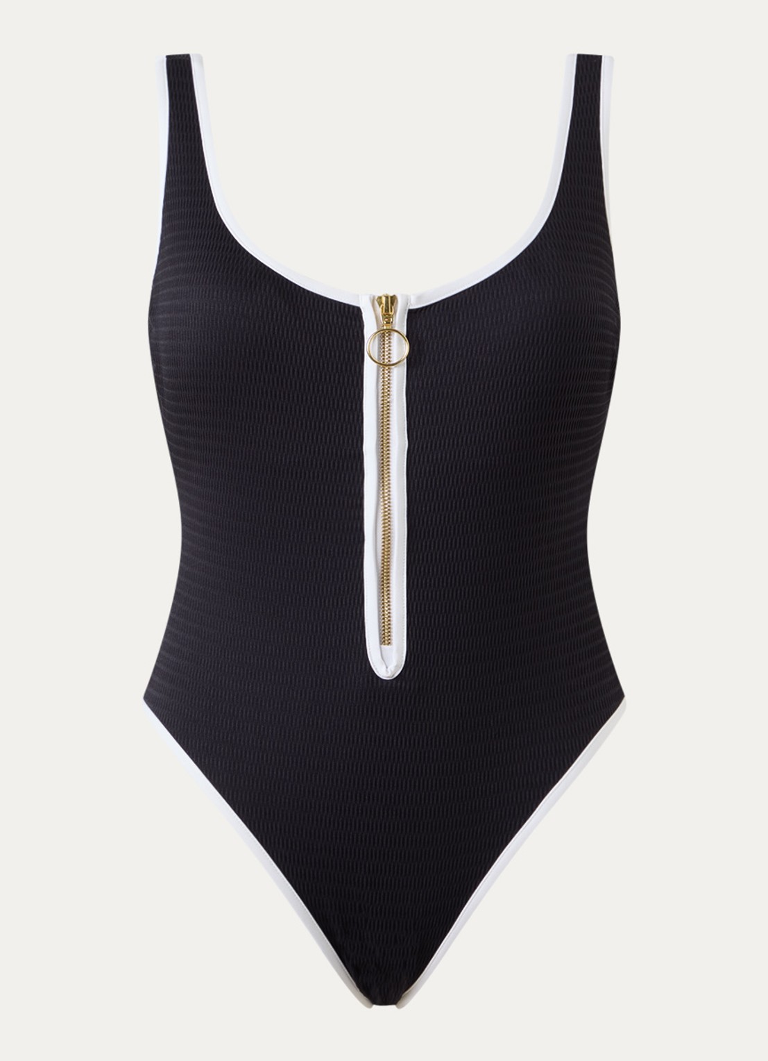 Seafolly Retro Tank badpak met structuur - voorkant 3 zwart
