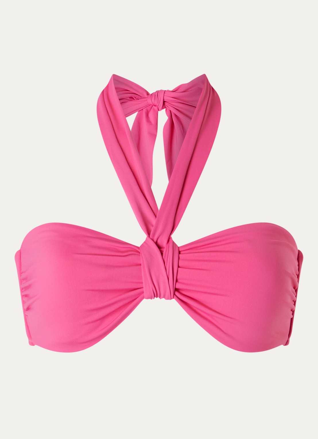 Seafolly Sash bandeau bikinitop met afneembare halter - voorkant 4 roze