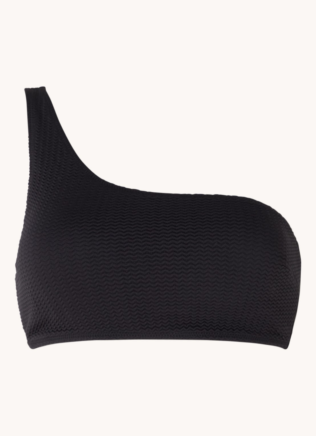 Seafolly Sea Dive one shoulder bikinitop met uitneembare vulling - voorkant 2 zwart
