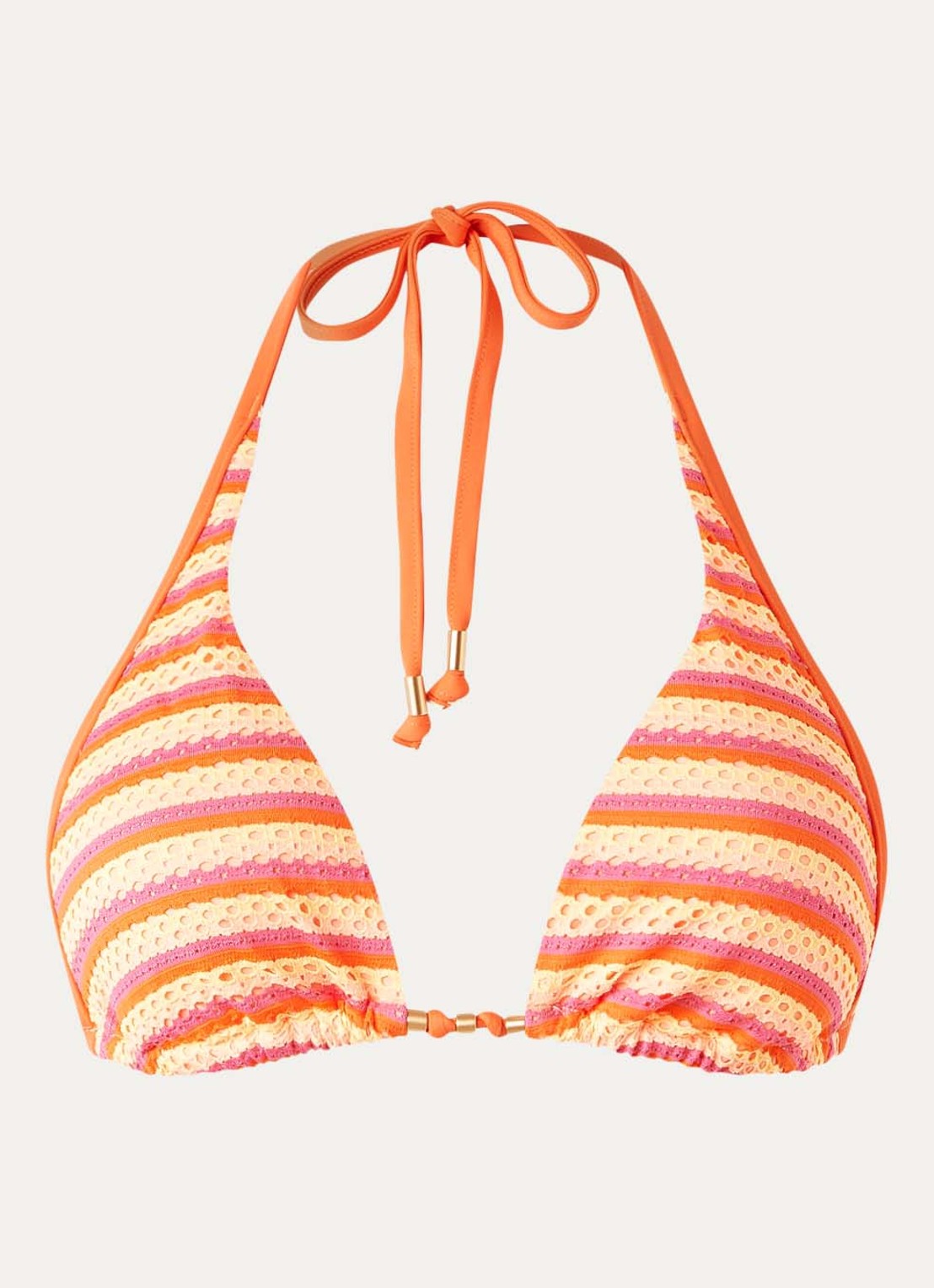 Seafolly Slide triangel bikinitop met structuur - voorkant oranjerood