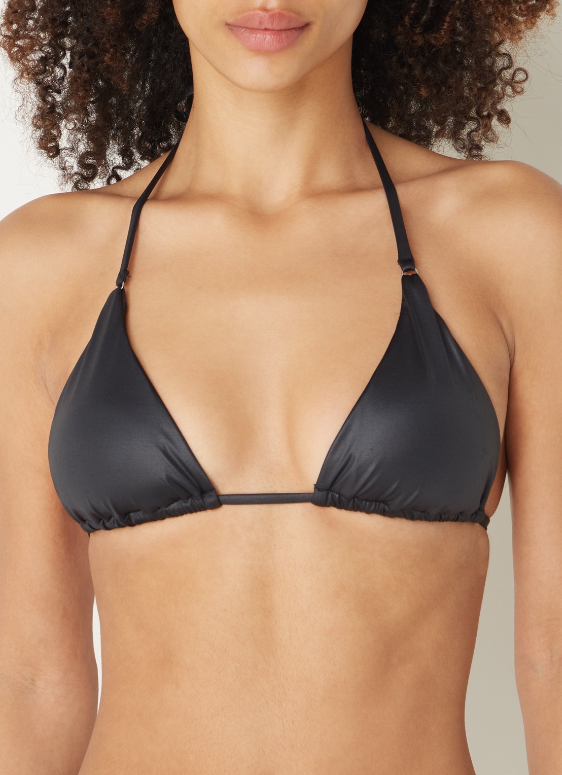 Seafolly Soleil bikinitop met glanzende finish - detail zwart