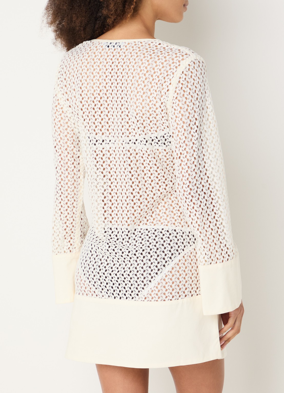 Seafolly Strandjurk met opengewerkt dessin  - achterkant 4 gebroken wit