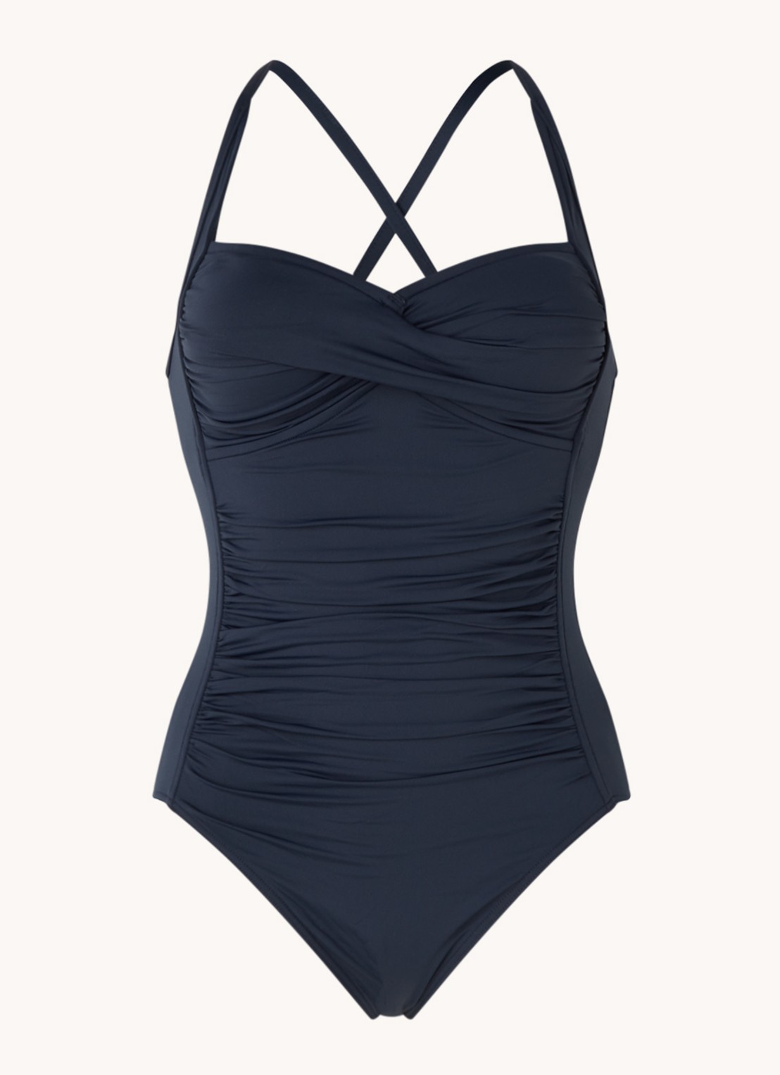 Seafolly Twist voorgevormd badpak met plooidetail - voorkant donkerblauw