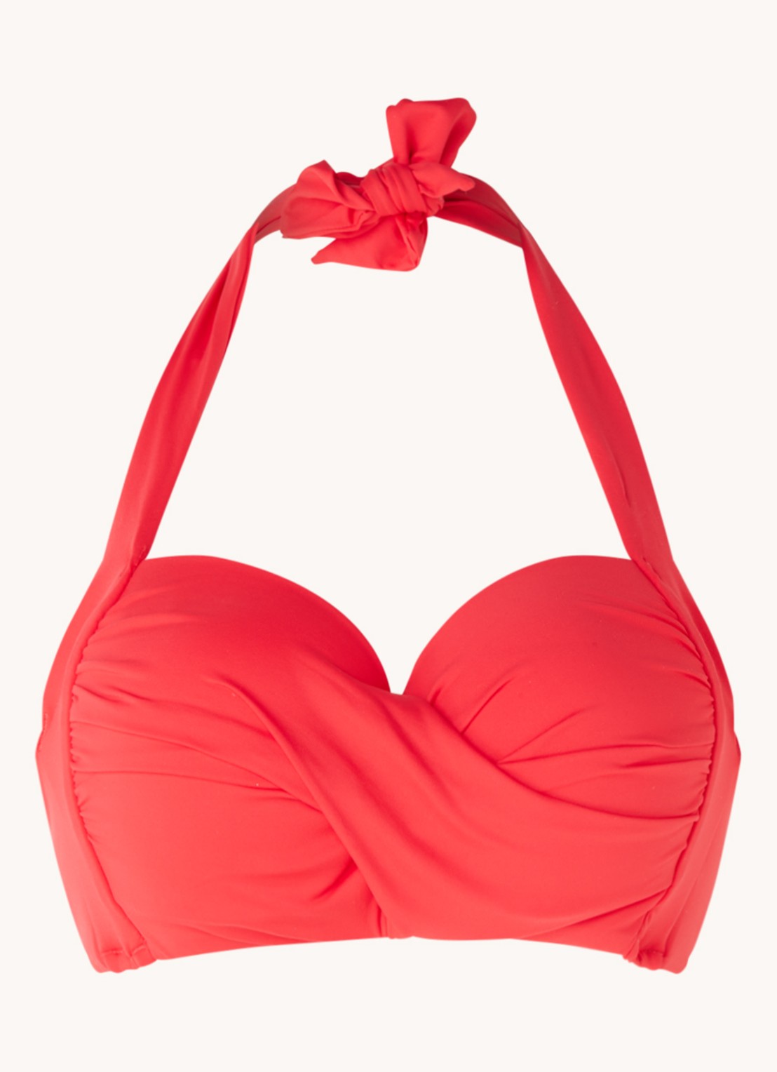 Seafolly Twist voorgevormde halter bikinitop  - voorkant 3 steenrood