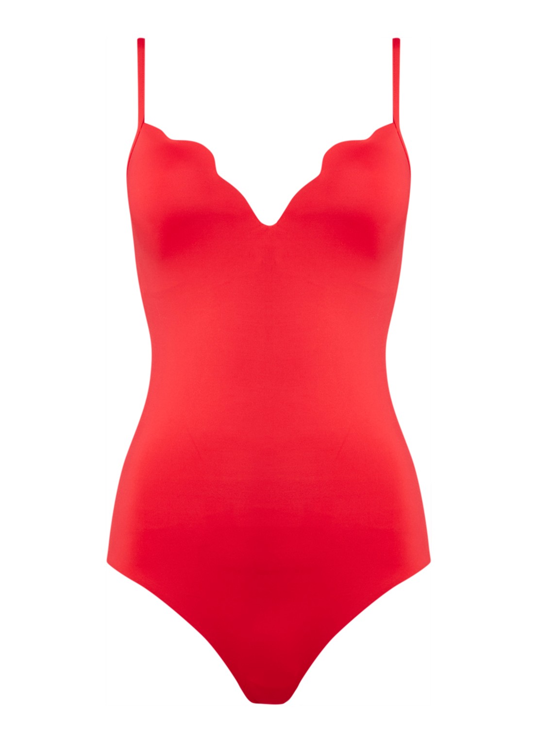 Seafolly Voorgevormd badpak met geschulpte zoom - voorkant 2 rood
