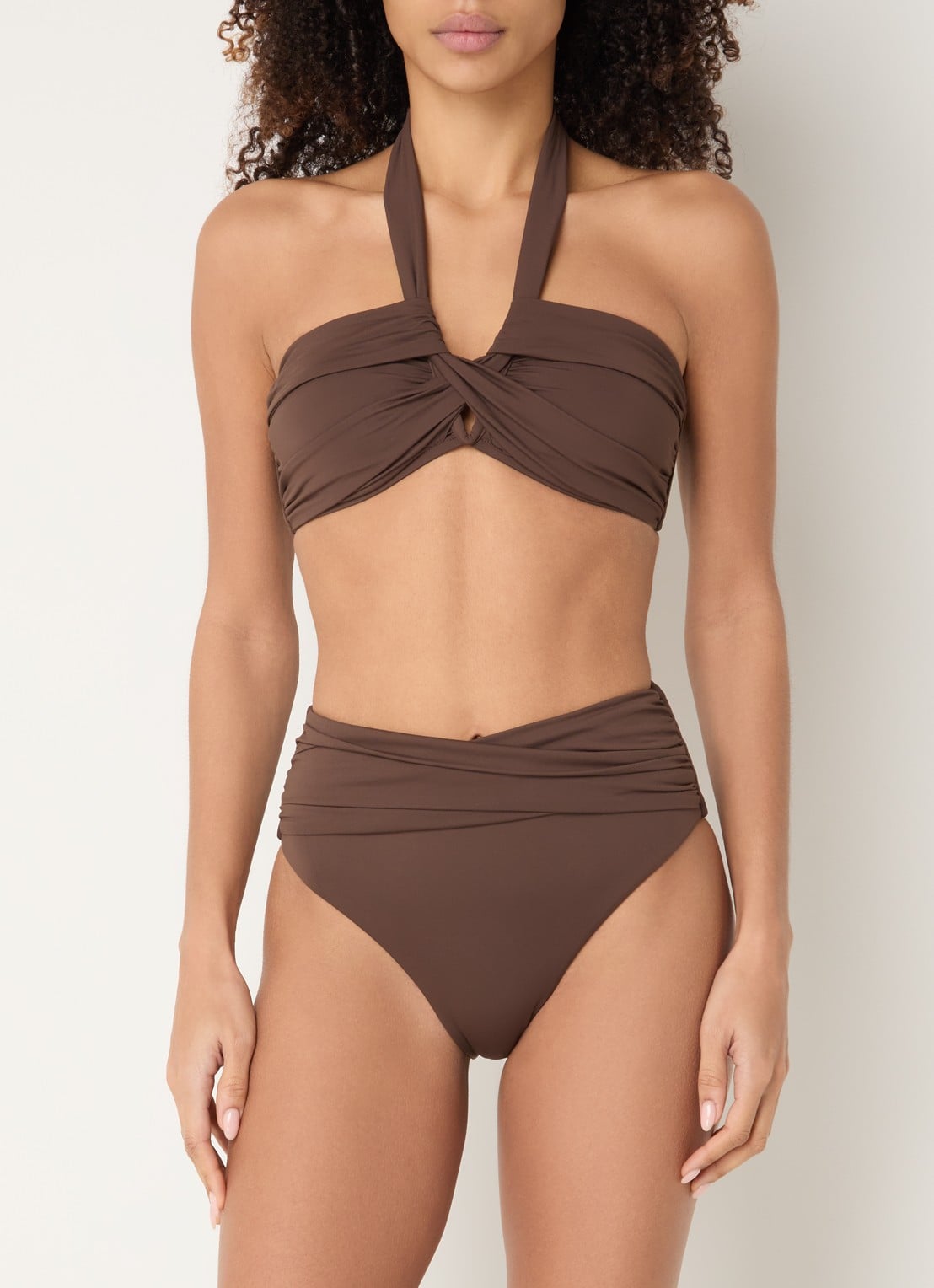 Seafolly Voorgevormde halter bikinitop - voorkant 2 donkerbruin