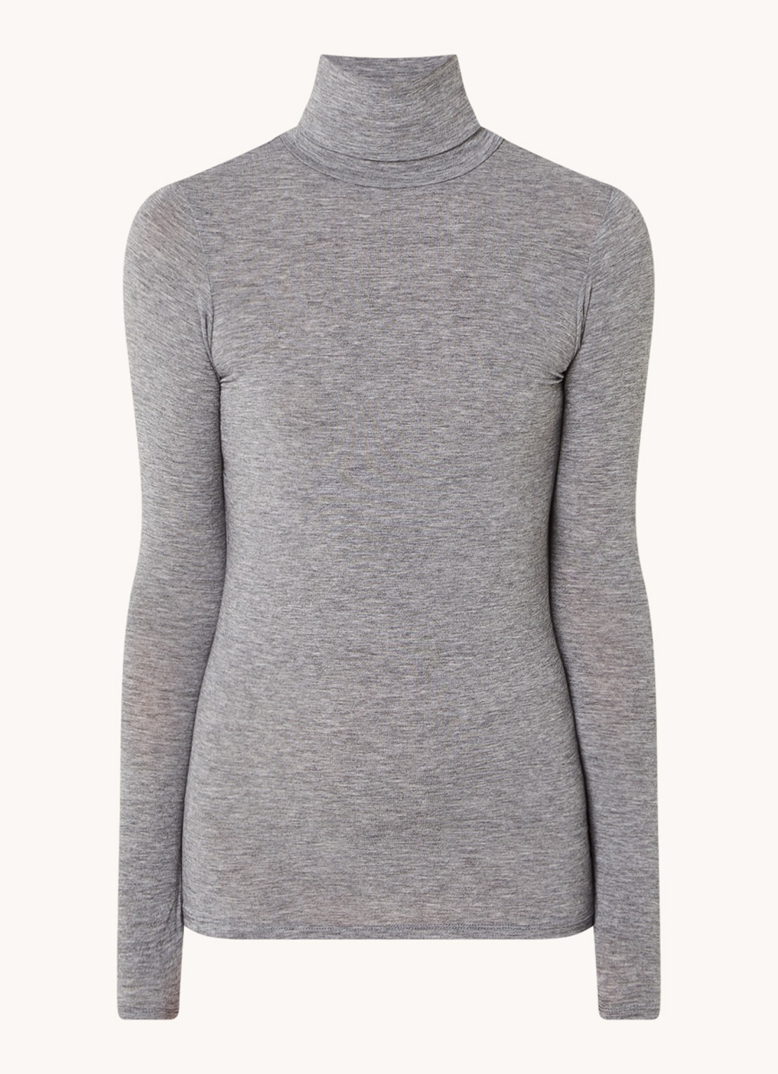 Second Female Matima longsleeve met col in merino wolblend - voorkant 2 grijsmele