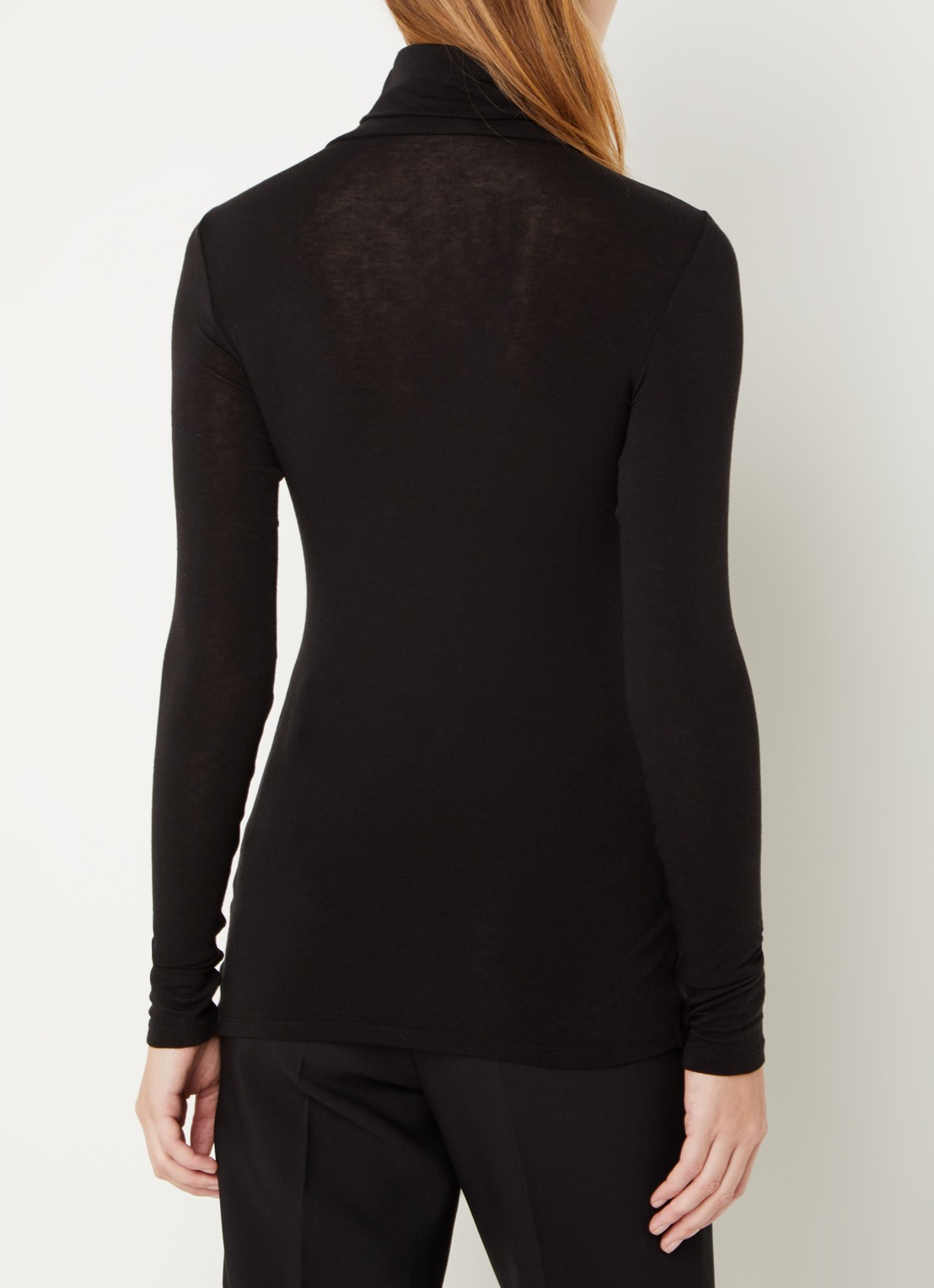 Second Female Matima longsleeve met col in merino wolblend - achterkant 3 zwart