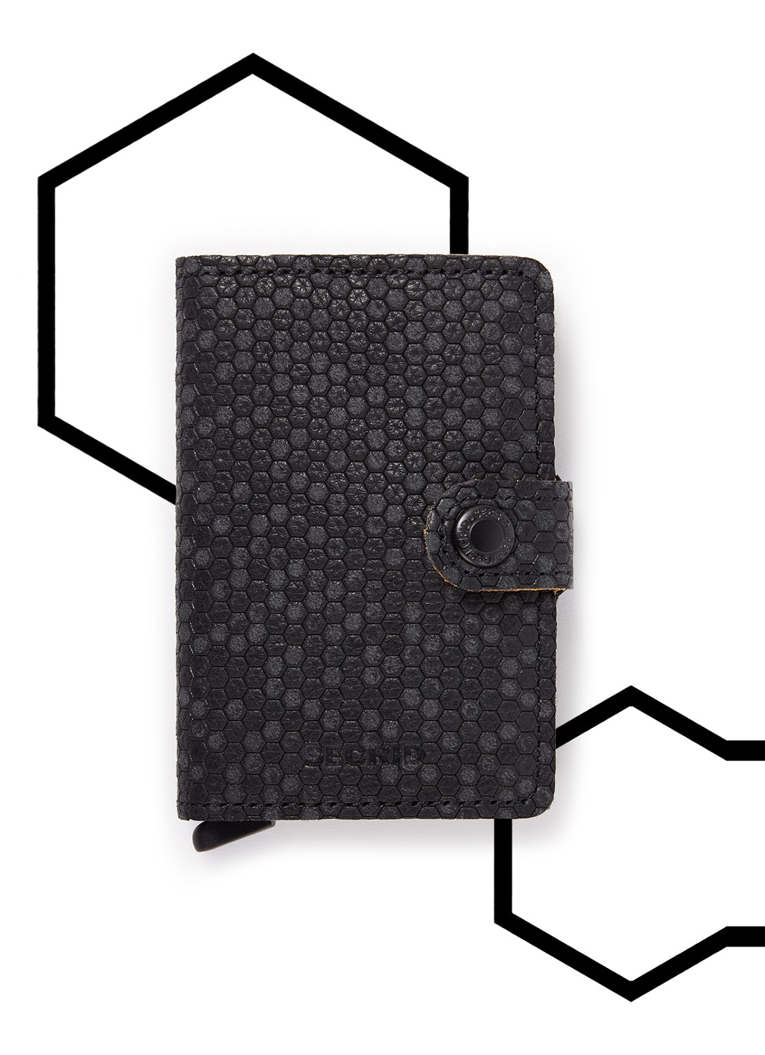 Secrid Miniwallet Beehive Wallet pasjeshouder van leer - voorkant 3 zwart