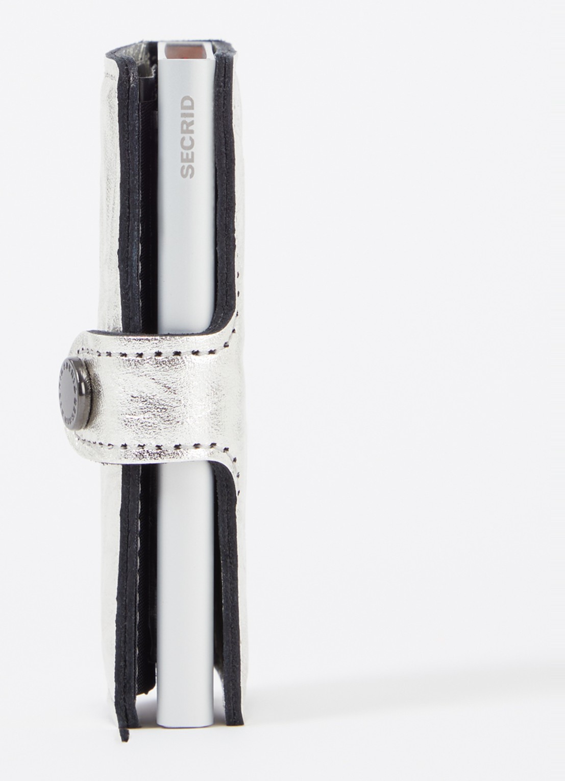 Secrid Miniwallet pasjeshouder van leer met metallic finish - detail zilver
