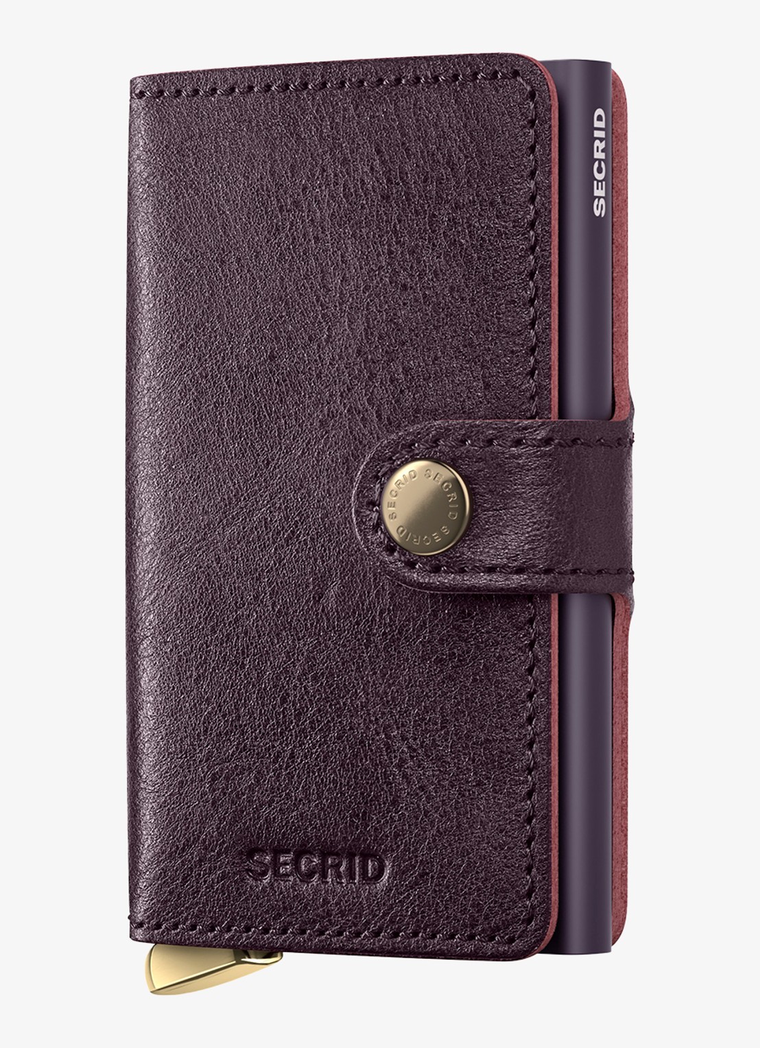 Secrid Miniwallet+ pasjeshouder van leer - voorkant 2 aubergine