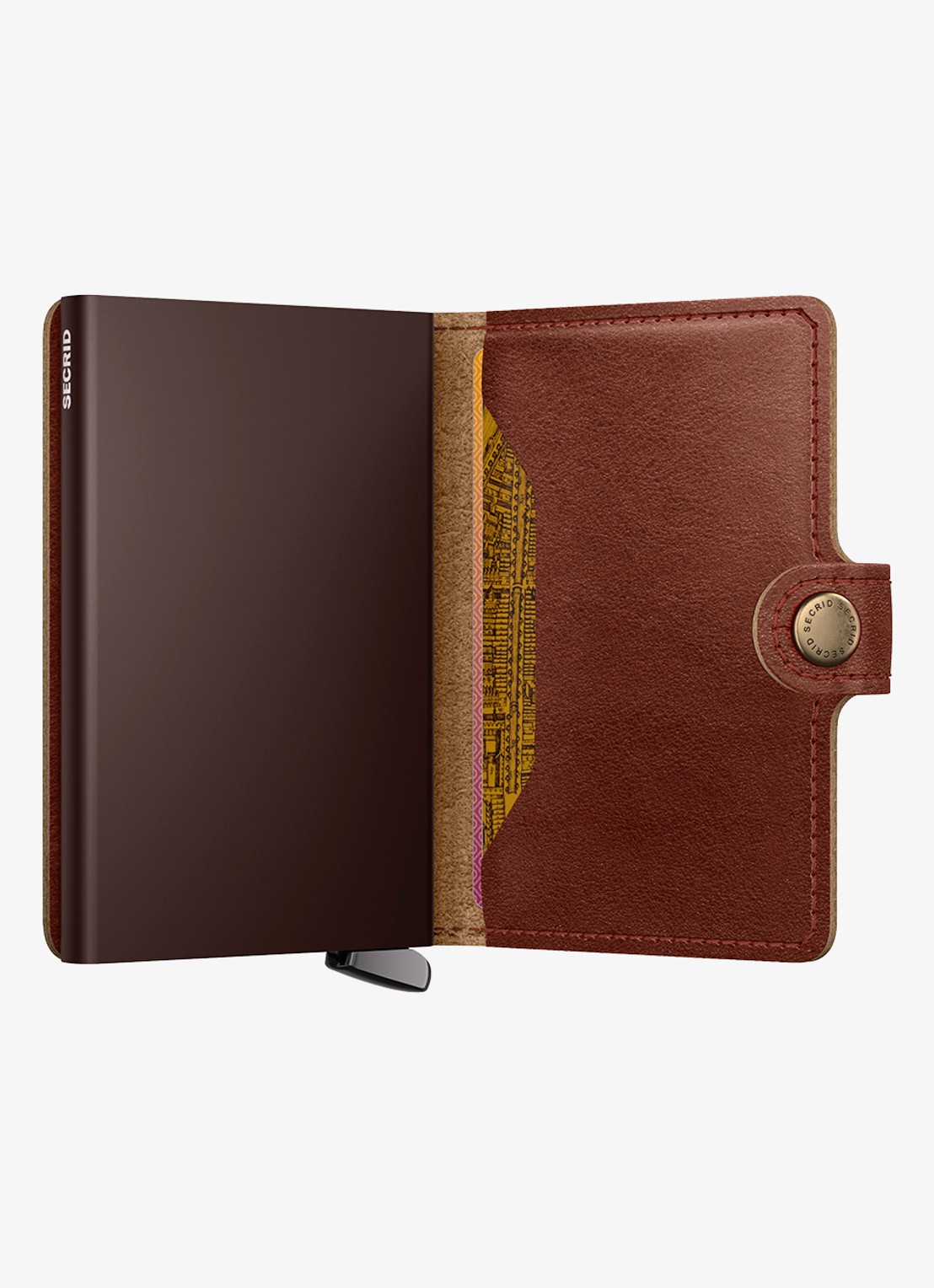 Secrid Miniwallet+ pasjeshouder van leer - detail kastanjebruin