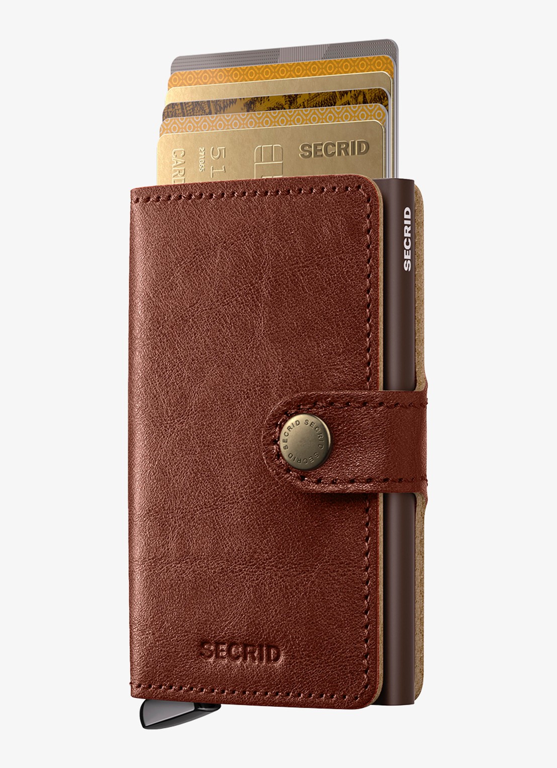 Secrid Miniwallet+ pasjeshouder van leer - voorkant 5 kastanjebruin