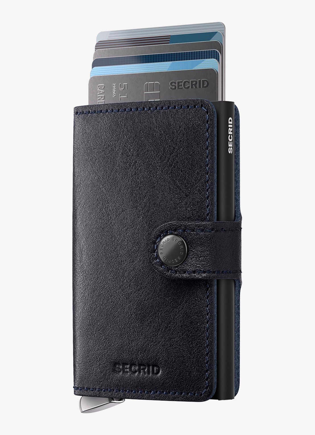 Secrid Miniwallet+ pasjeshouder van leer - voorkant 2 donkerblauw
