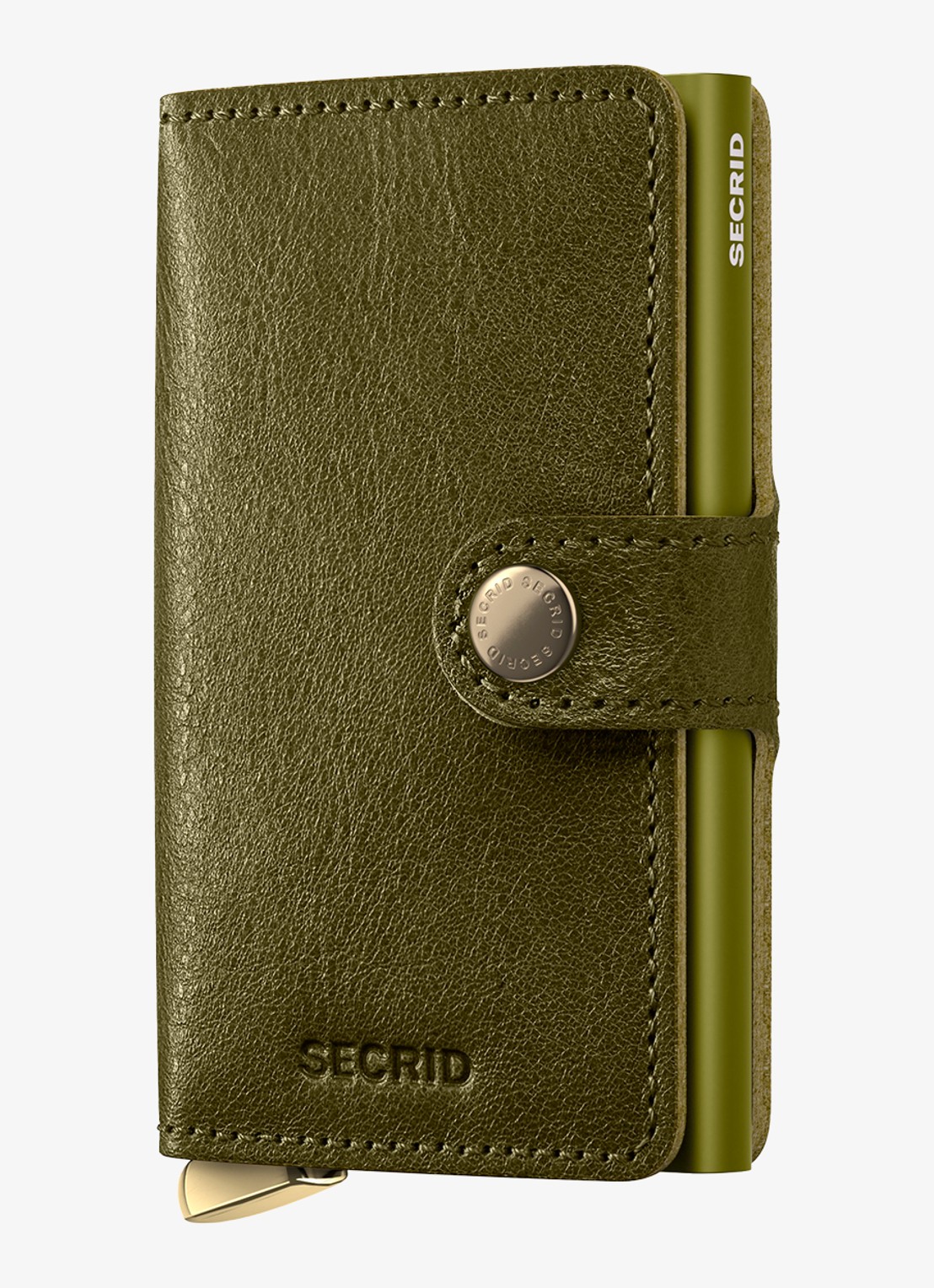 Secrid Miniwallet+ pasjeshouder van leer - voorkant 3 olijfgroen