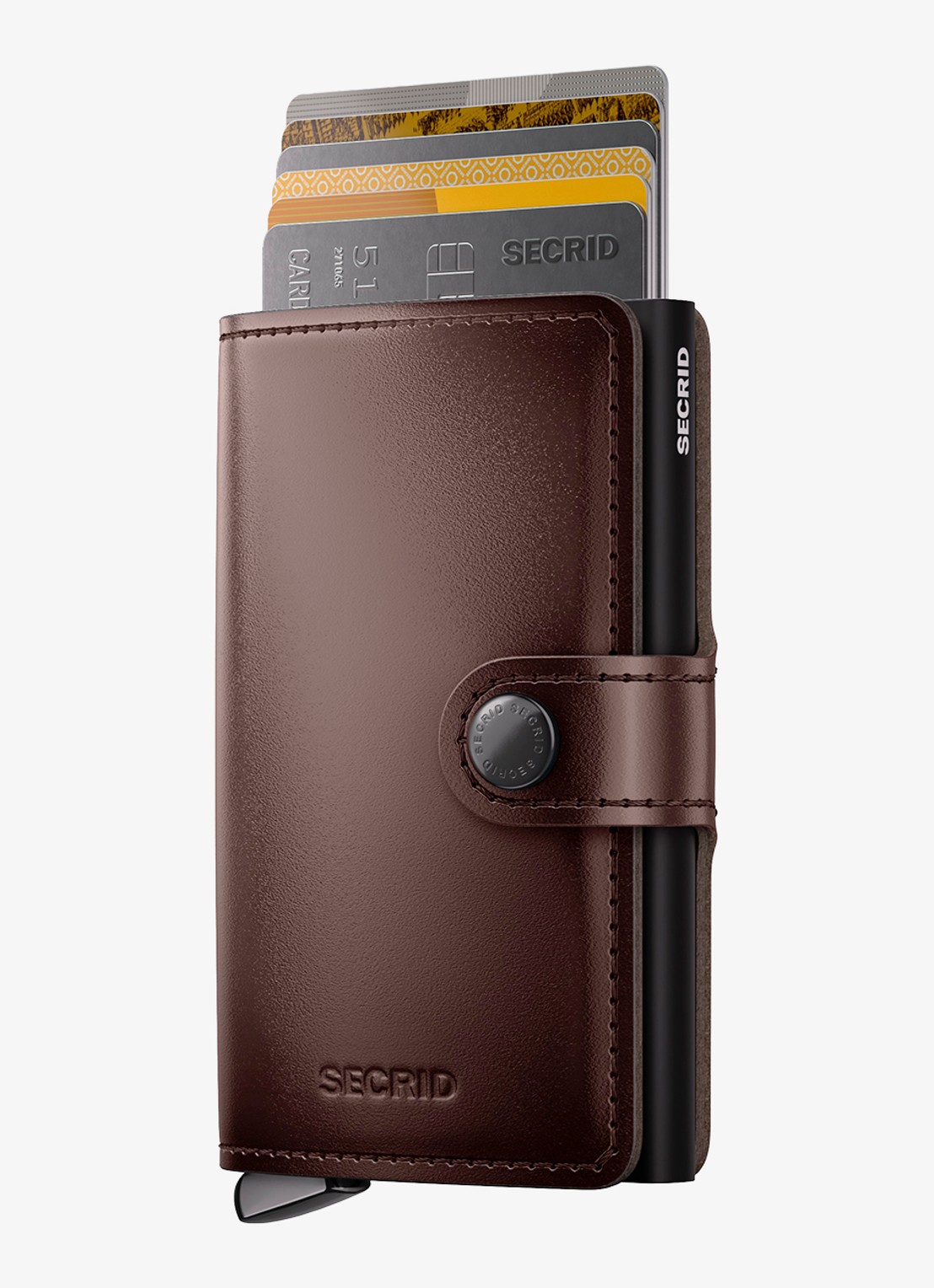 Secrid Miniwallet+ pasjeshouder van leer - voorkant 5 donkerbruin