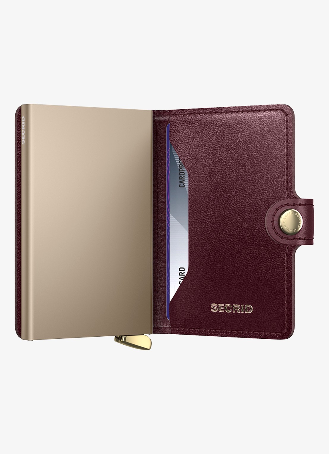 Secrid Miniwallet+ pasjeshouder van leer - detail bordeauxrood