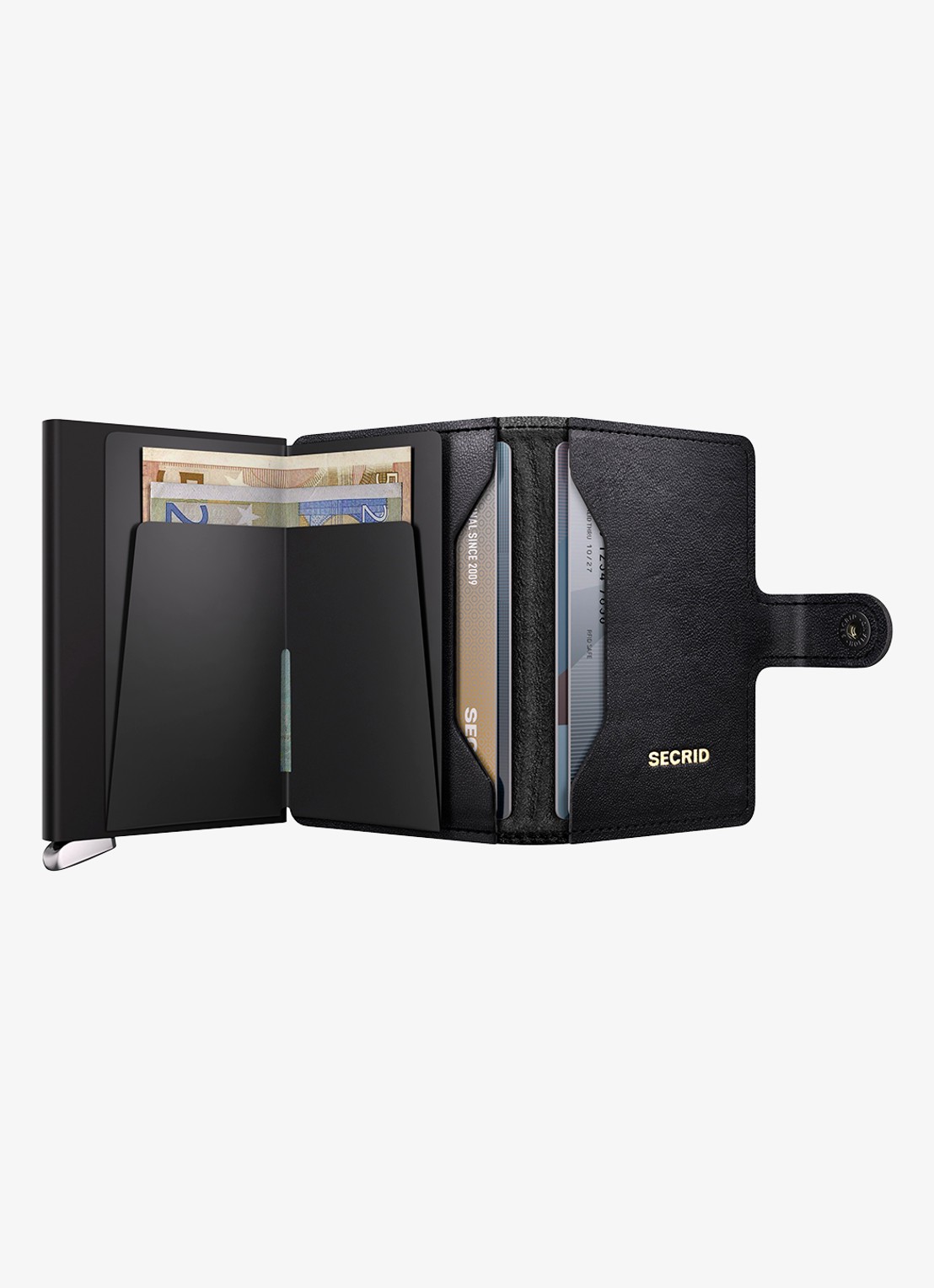 Secrid Miniwallet+ pasjeshouder van leer - detail zwart