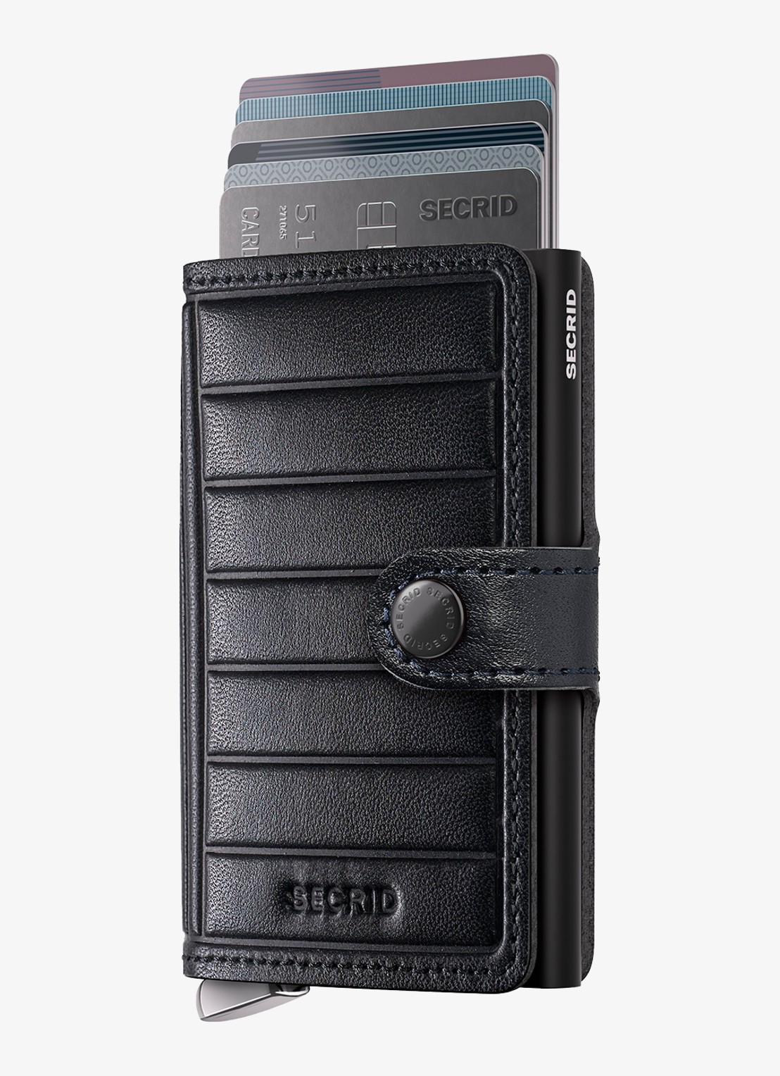 Secrid Miniwallet+ pasjeshouder van leer - voorkant 5 zwart
