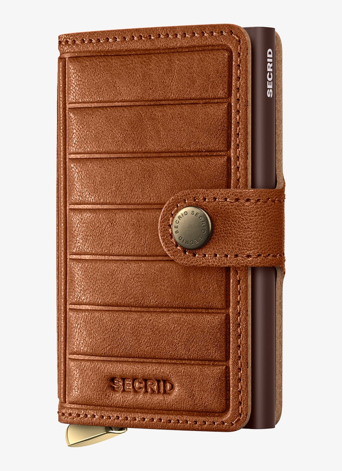 Secrid Miniwallet+ pasjeshouder van leer - voorkant 2 cognac