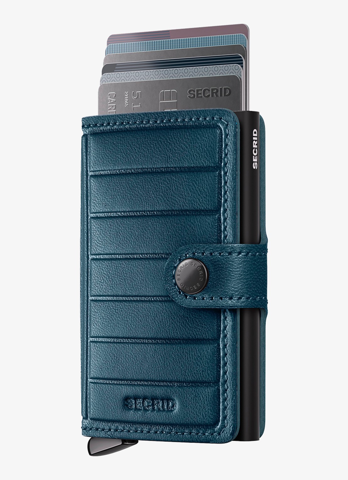 Secrid Miniwallet+ pasjeshouder van leer - voorkant 2 petrol